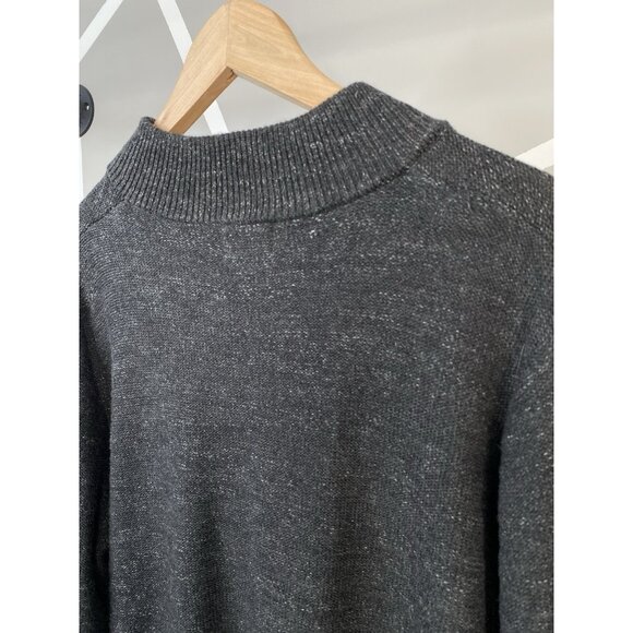 LL Bean Organic Cotton ¼ Zip Sweater Men’s L Reg Pullover Heathered Charcoal - Picture 8 of 16